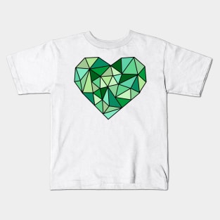Green Crystal Heart Kids T-Shirt